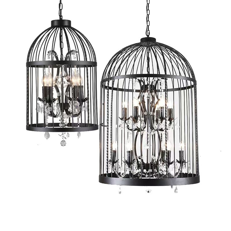 Chandelier for Living Room, Hall, Bedroom, Elegant Villa Lighting, Crystal Birdcage Lamp, Vintage Staircase Lighting, Energy-Saving Type