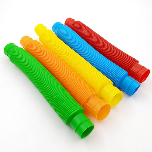 Cross-border Pop Tube Colorful Plastic Flash LED Stretch Corrugated Tube Vent Telescopic Tube Decompression Luminous Toy