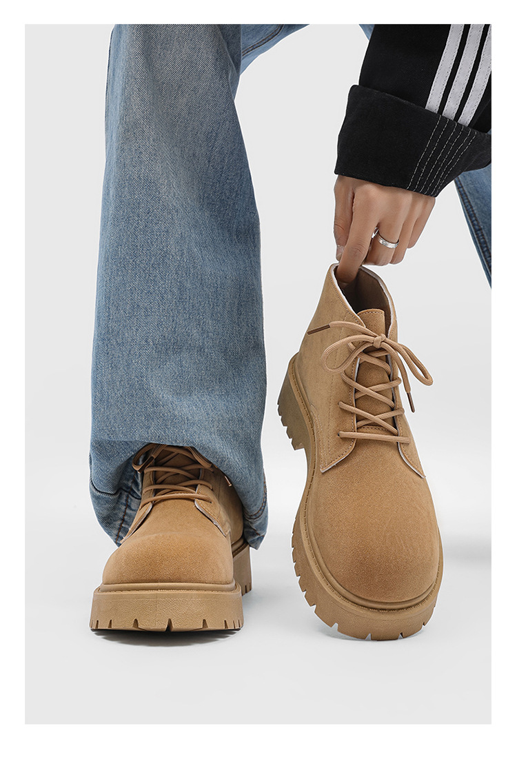 ShoeVault Men's Martin Autumn New High-top Thick-soled Derby Retro Suede Workwear Fashion Trend Yellow Boots_voghion.com