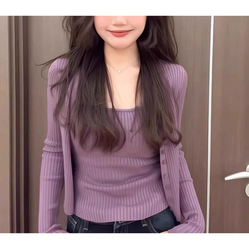 T-shirt, cardigan, spring set, fitted universal jacket