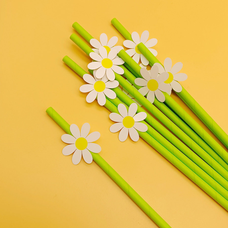 Fábrica en stock al por mayor partido creativo paja decoración serie con tarjeta pequeña flor Margarita papel paja creativa