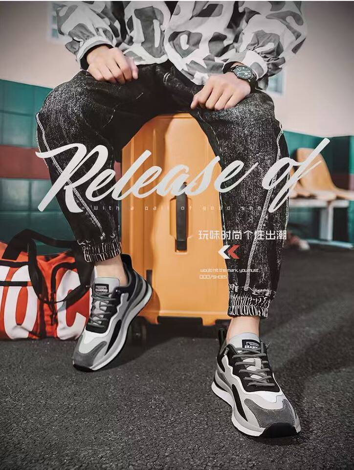 Giày thể thao nam da lì phối lưới đế dày kiểu sneaker thường ngày — H102 màu be, H102 màu trắng, H102 màu xám chi tiết 6