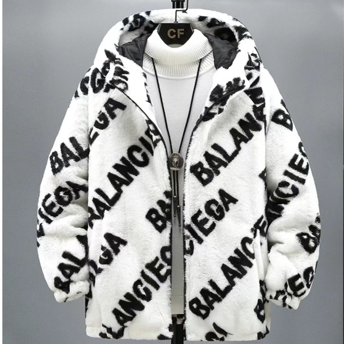 Ins hong kong estilo de invierno para hombres nuevo abrigo de felpa de algodón acolchado cálido suelto todo partido marca de moda de algodón y engrosamiento mapache