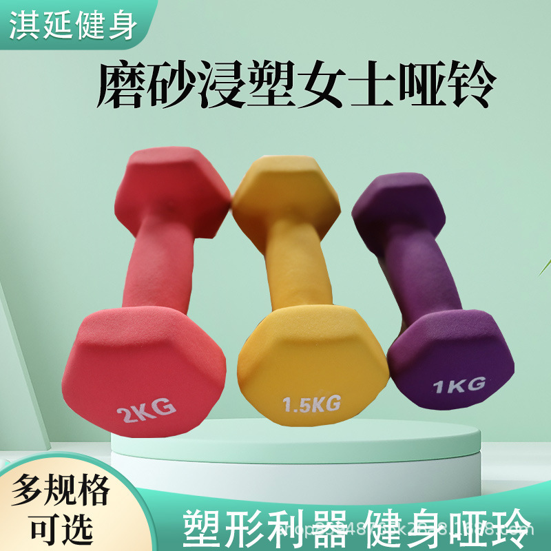 小さいダンベルの女性の対のやせた腕の子供の家庭用のフィットネスの器材の初心者のヨガの六角はダンベルを浸します。|undefined