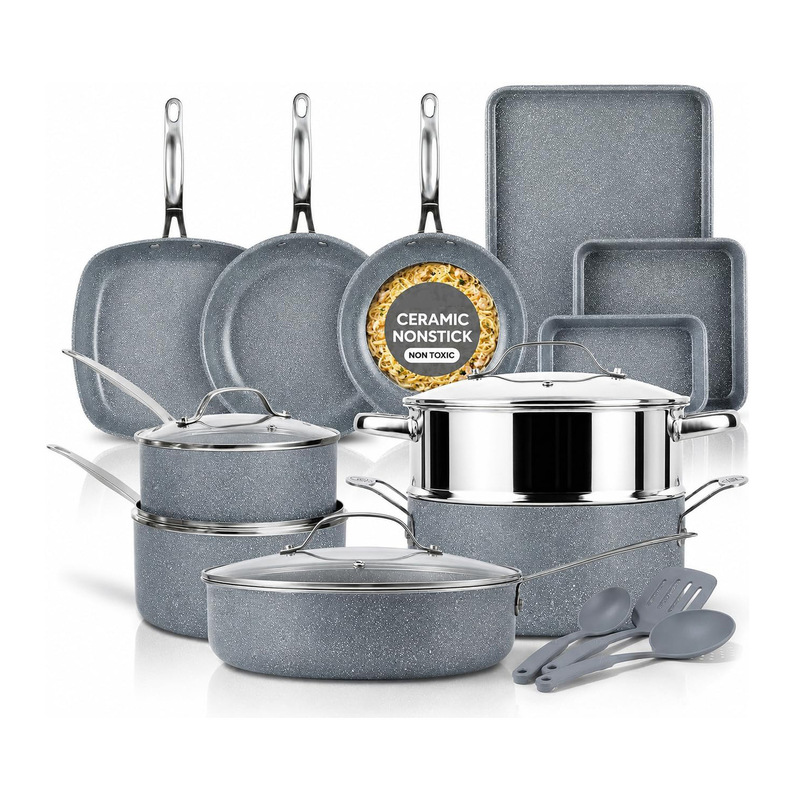 20-piece induction cooker cookware set, kitchen pot set, non-stick pans, suitable for oven and dishwasher 20-piece induction cooker cookware set, kitchen pot set, non-stick pans, suitable for oven and dishwasher