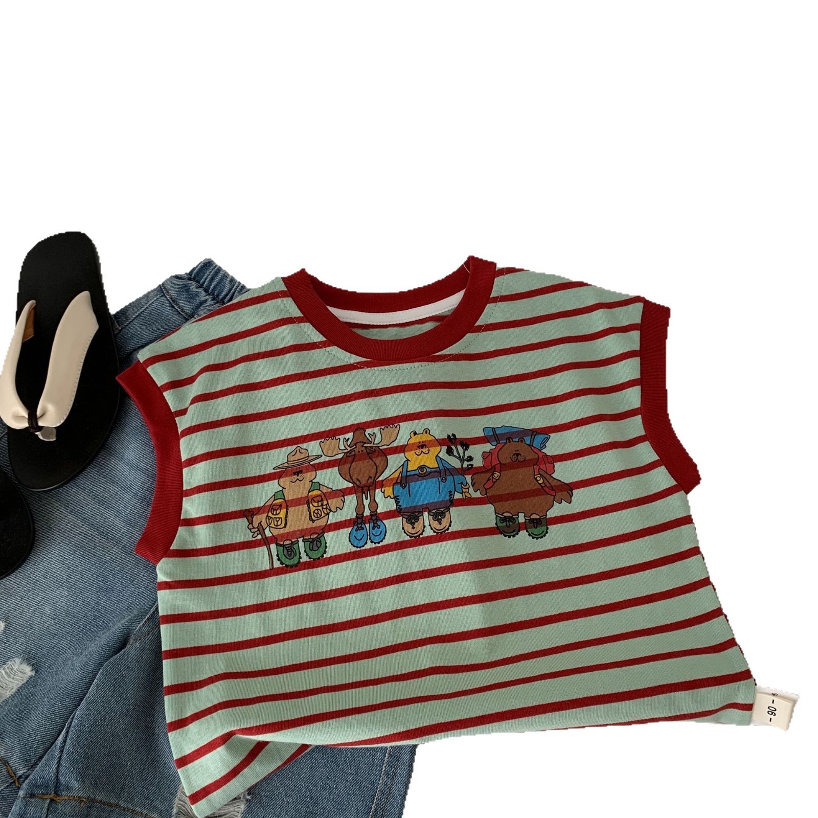 Chaleco a rayas para niños Maibao, verano para niños, ropa de verano delgada para niños, camiseta sin mangas, camiseta para niños, verano a