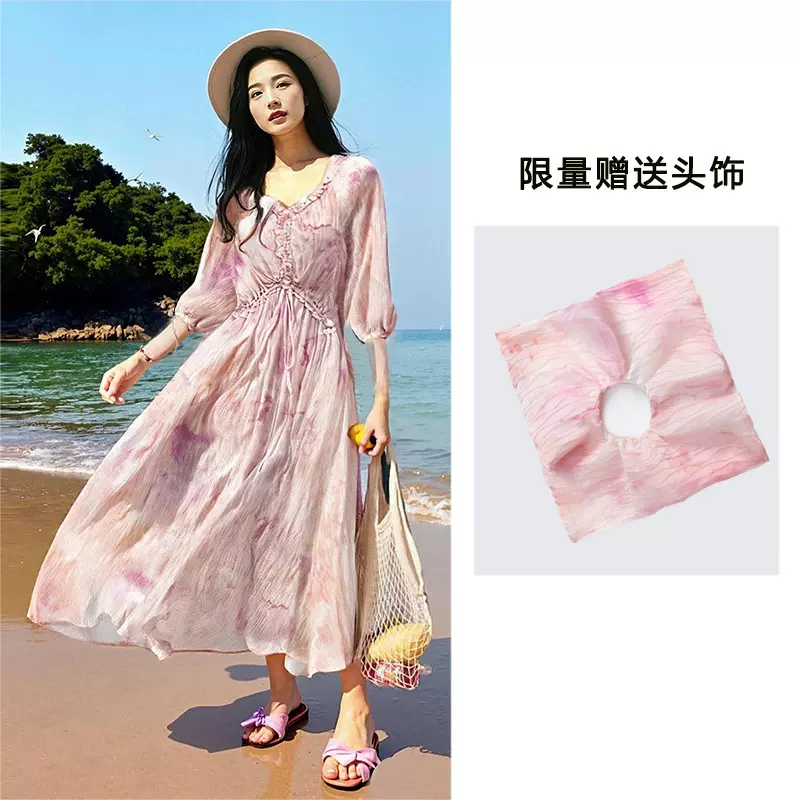 裙子女夏连衣裙女装碎花裙高级感气质度假风雪纺小个子氛围感批发
