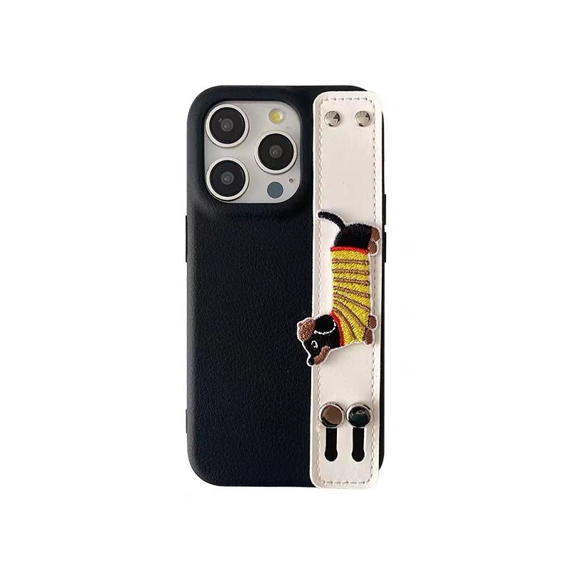 Ins nueva pulsera de perro salchicha de color sólido para iPhone 15ProMax funda para teléfono móvil 14 Apple 13Pro Mujer 12