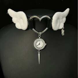 天使y2k翅膀朋克少女亚文化项圈地蕾系手表吊坠项链