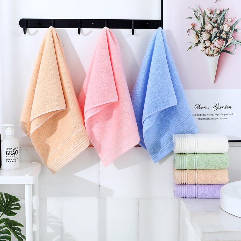 Towel Cotton Multicolor Plain Color Absorbent Face Towel Adult Wash Face Bath Trendy Men's and Women's Face Towel Set logo