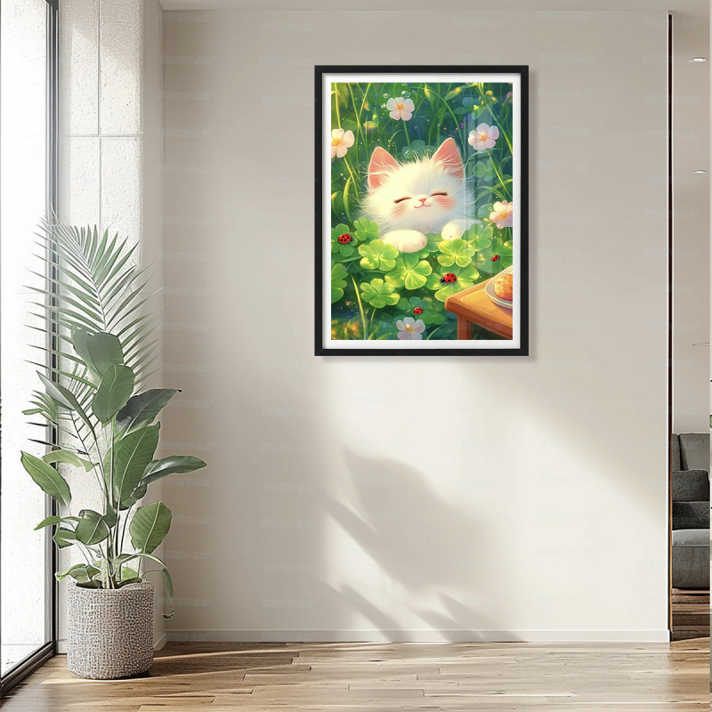 Cuatro hojas gatos paquetes de material de bordado cruzado impresión de alta definición DIY kits hechos a mano fabricantes al por mayor decoración de la sala de estar image 4