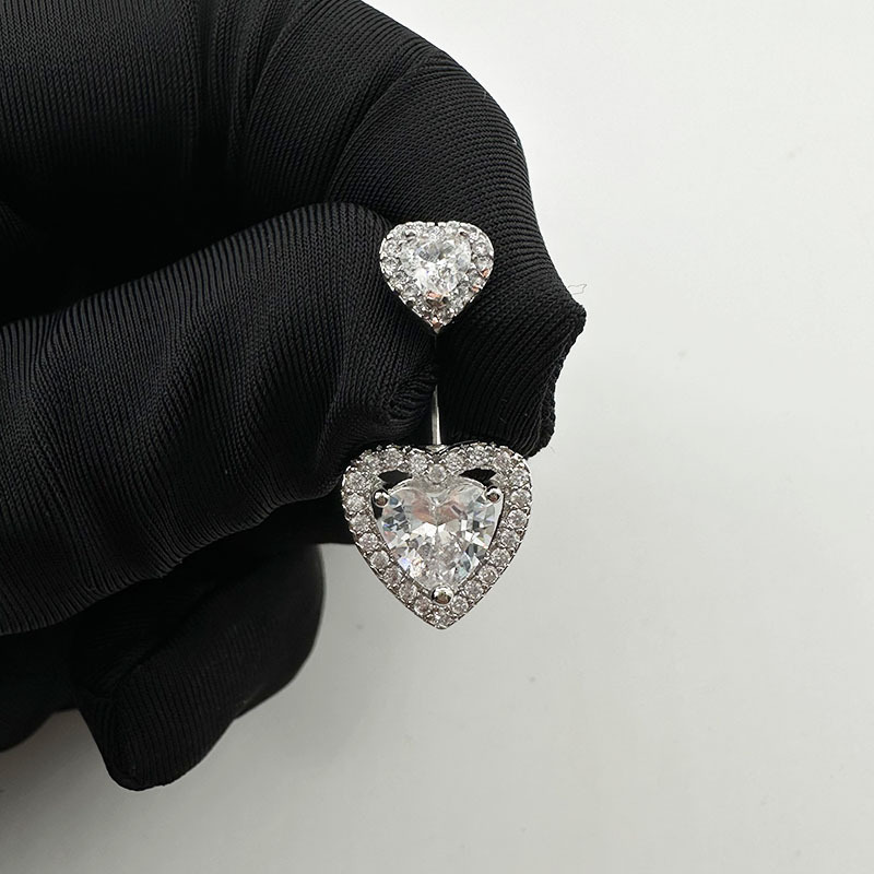 White Heart Navel Ring With Zirconia Belly Button Piercing Jewellery_voghion.com