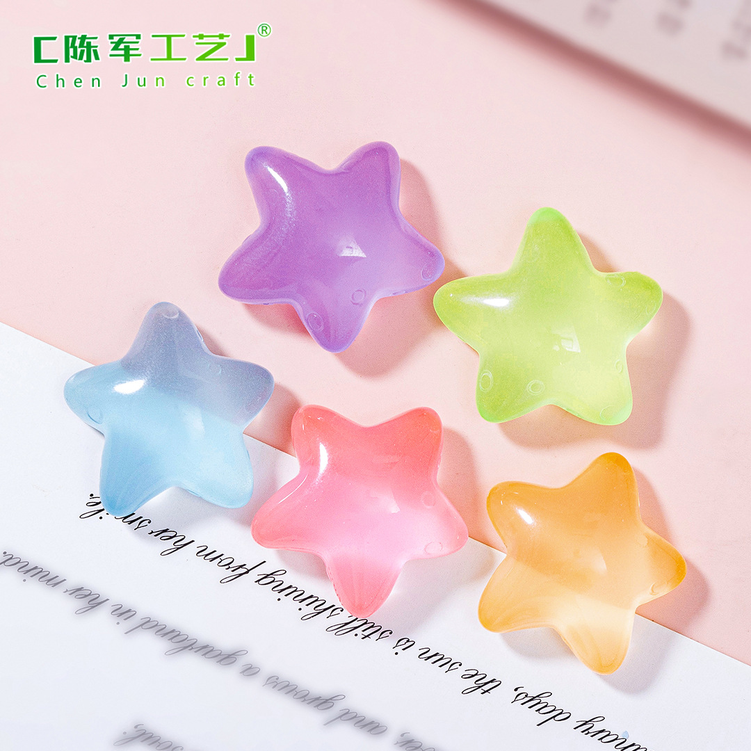 New Cartoon fluorescent starfish resin accessories wholesale handmade diy material hair rope hair accessories mobile phone case refrigerator magnet