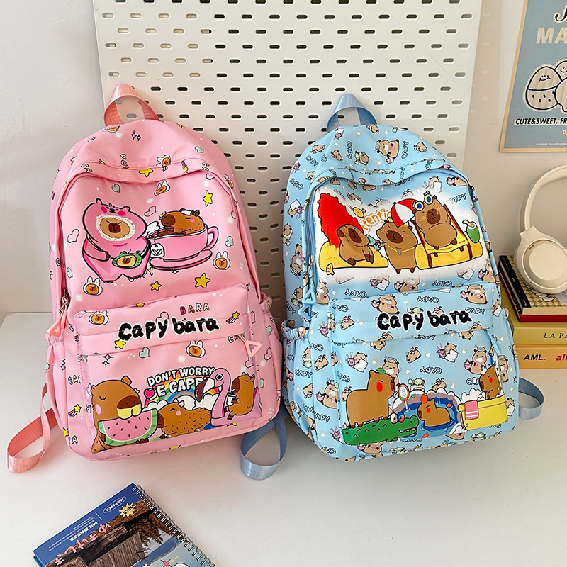 2025 nueva mochila Kapibala de grado 3-5 mochila escolar de gran capacidad para estudiantes de primaria y secundaria mochila de dibujos animados de ocio