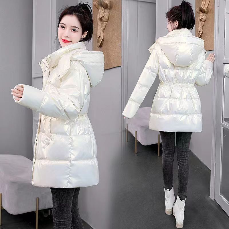 Petite No-Wash down Cotton Jacket for Women 2025 Popular Winter Style Waist-Cinching Shiny Cotton Coat Mid-Length Cotton-Padded Jacket for Women Trendy