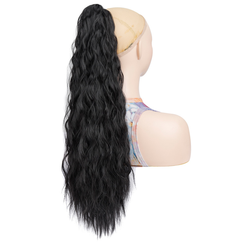 クロスボーダーアフリカコーンパーマロングカーリーヘア化学繊維ウィッグナチュラルクリップオンポニーテールナチュラルウールカーリーハイポニーテール|undefined