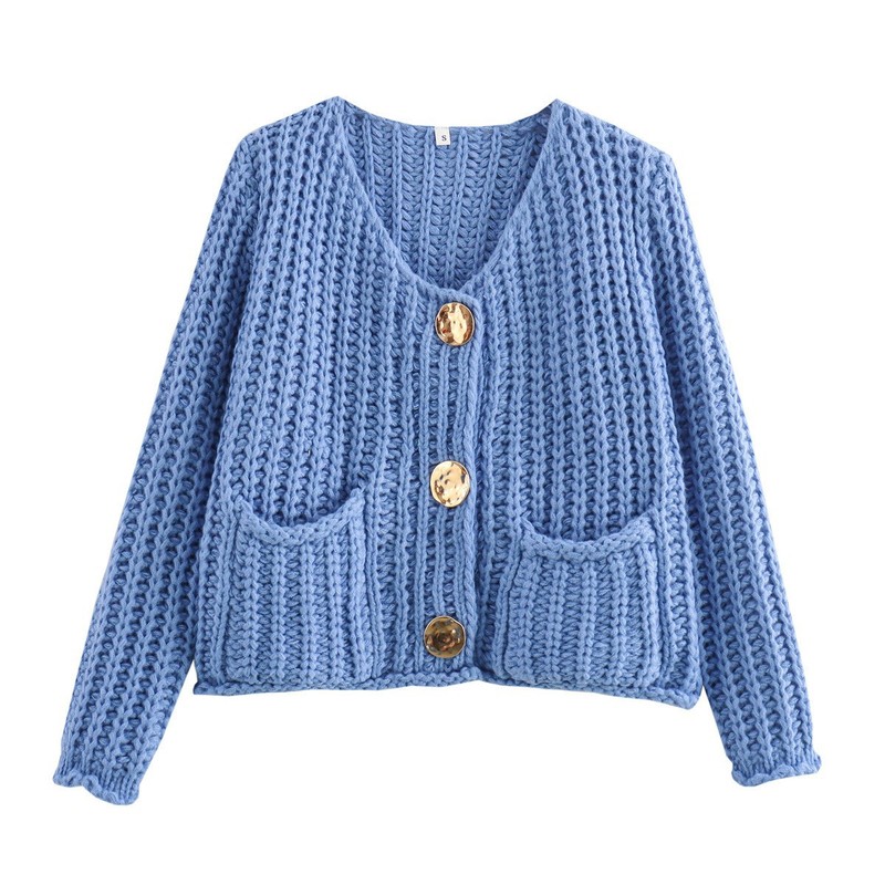 速卖通卸売2025秋冬新作欧米越境婦人服ストリートファッションラウンドネック厚手ニットショートジャケット女性用|undefined