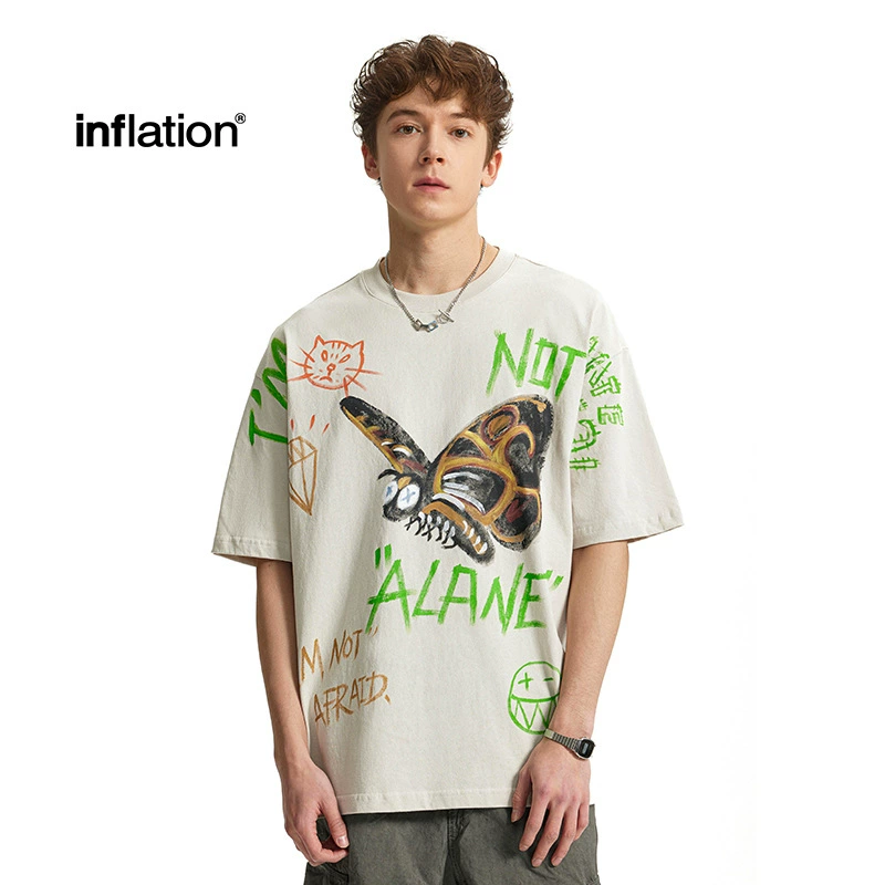 Новый продукт Цзе Чжань | Футболка с принтом граффити, весна-лето 2024, новый модный бренд, уличный свободный персонализированный топ с короткими рукавами