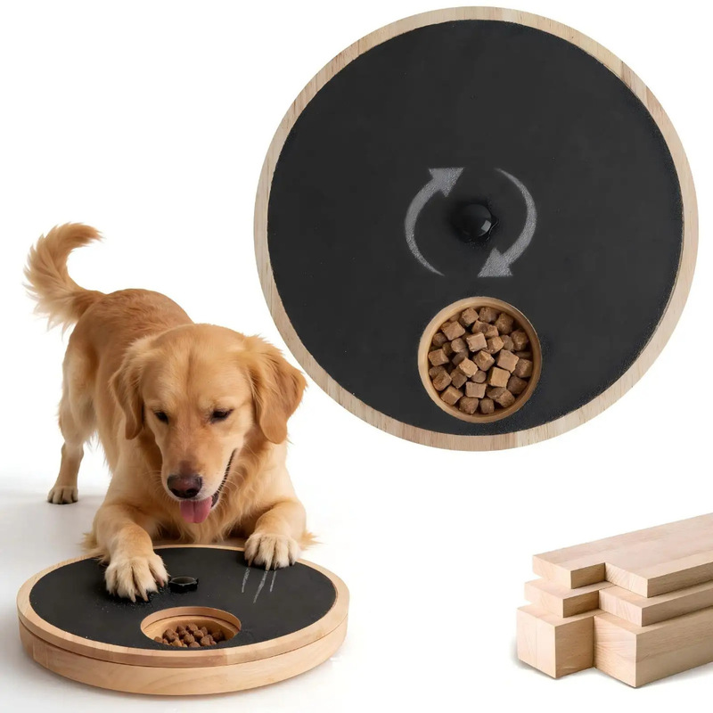 Wooden Dog Nail Scraper with Treatment Box, Adjustable Interactive Dog Nail File Toy, Round Dog Scratch Board Wooden Dog Nail Scraper with Treatment Box, Adjustable Interactive Dog Nail File Toy, Round Dog Scratch Board