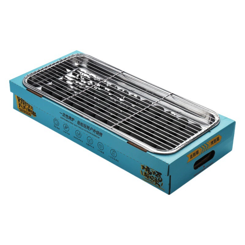 Портативная одноразовая печь для барбекю из нержавеющей стали, Бесплатная Стирка, бытовая печь для барбекю с древесным углем на открытом воздухе для быстрого сжигания фруктового угля