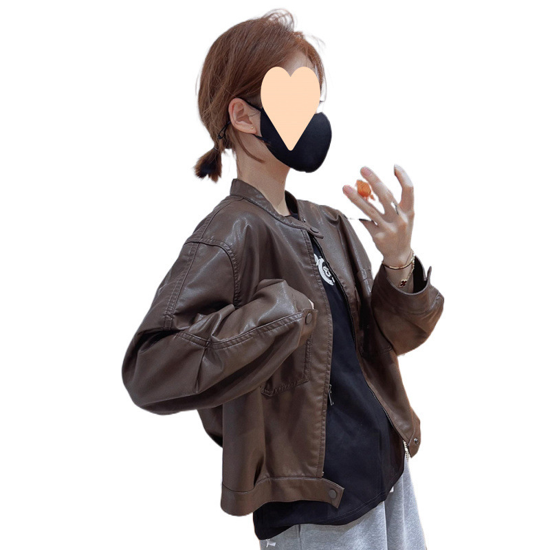 咖色皮衣2025早春新款爆款小个子短款立领小香风夹克外套女春秋款|undefined