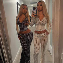 法式女装2025秋冬新品时尚辣妹波点开衫连帽上衣低腰撞色长裤套装