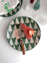 圣诞派对餐具面包陶瓷浮雕西餐氛围牛排沙拉意面甜品瑕疵美化