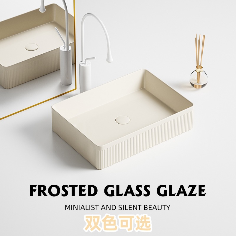 Cerámica de viento crema lavabo lavabo arte lavabo balcón lavabo lavabo redondo cuadrado oval