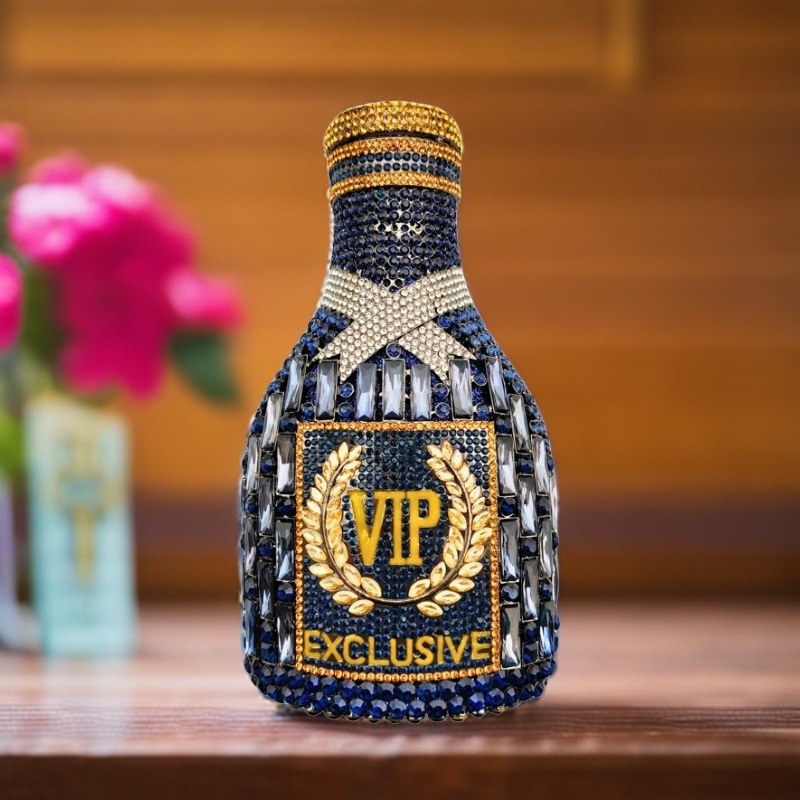 Botella de champagne VIP nueva botella de champagne diamantes bolsa de cena bolsa de diamantes bolsa de mano dorada