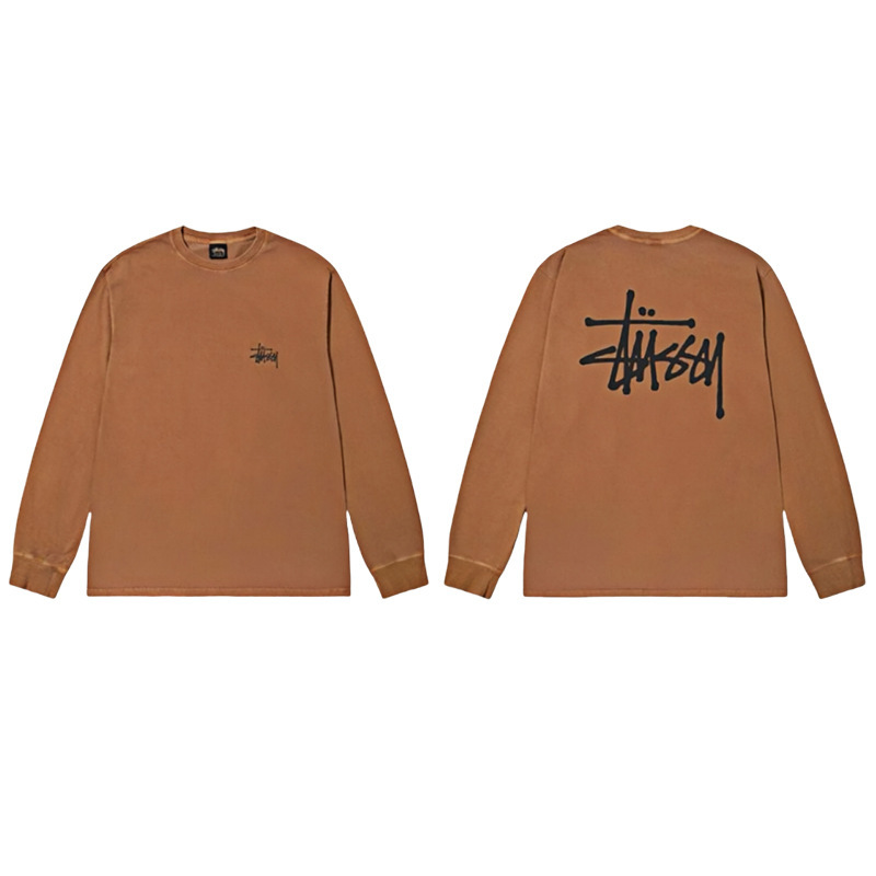 国境を越えた貿易卸売 ステューシー プリント長袖 Tシャツ トレンド ブランド ステューシー カジュアル ルーズ ボトリング シャツ 男女兼用 ius|undefined