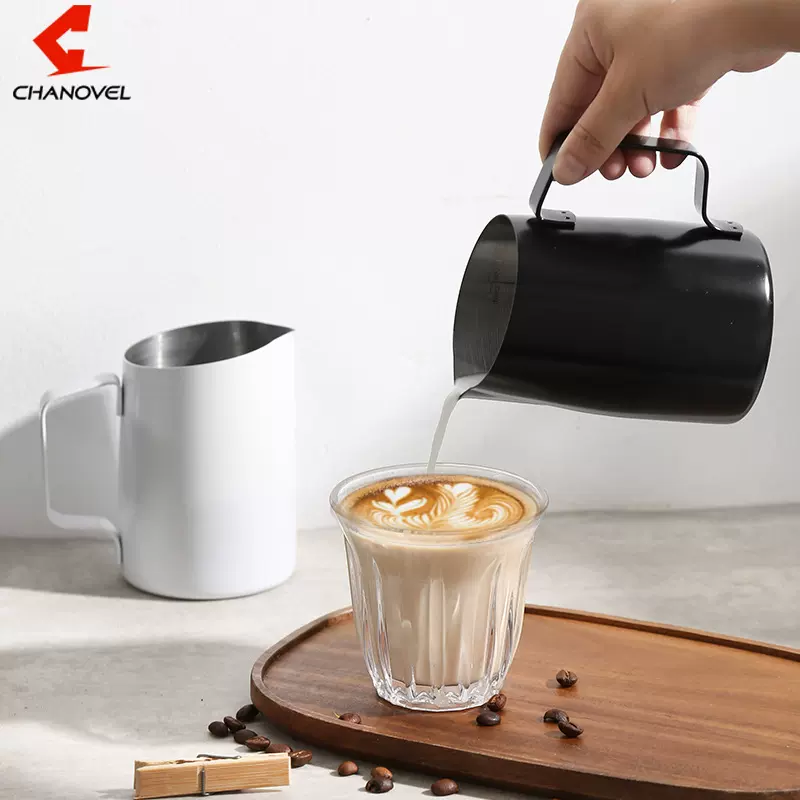 304不锈钢斜口拉花杯咖啡拉花缸 奶泡杯咖啡用具刻度杯融蜡杯