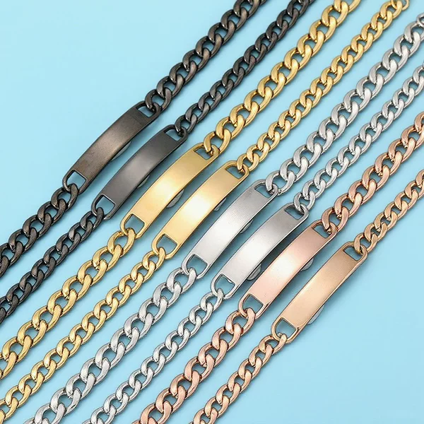 Metal Bracelet Cross-Border Blank Material Advertising Laser Birthday Small Gift Holiday Gift Engraved Stainless Steel Bracelet