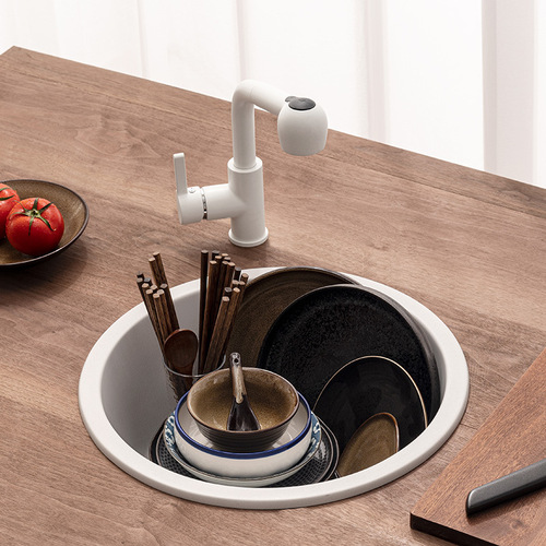 Quartz stone sink round small single sink above kitchen sink granite sink under counter basin