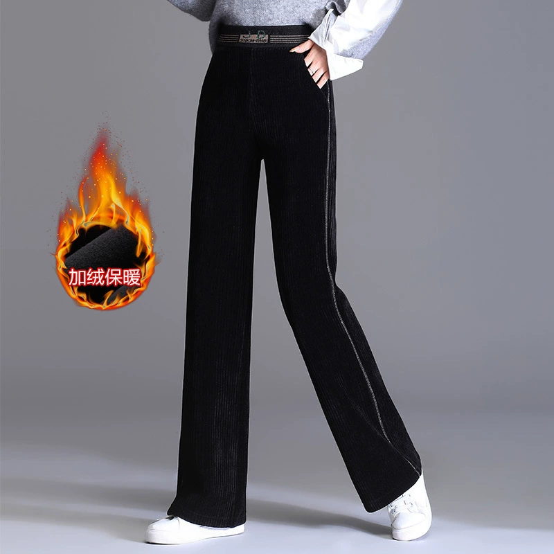 2023 молодая мама зимние расклешенные брюки повседневные теплые брюки новые женские утолщенные брюки среднего возраста на флисовой подкладке оптом
