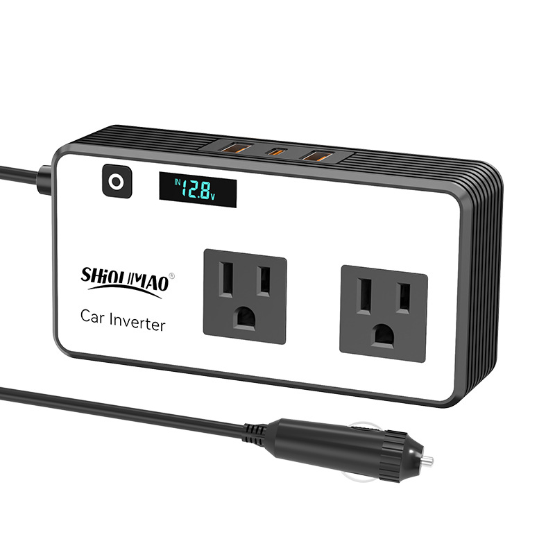 Comercio exterior 200W inversor automotriz 110v / 220V enchufe de gauge general con puerto C inversor automotriz de carga rápida con pantalla digital