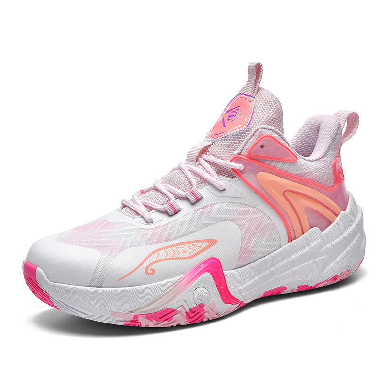 Primavera de moda nuevo tipo de zapatos de baloncesto Duan Duan para hombres mallas respirables zapatos de alta altura antideslizantes fricción sonido