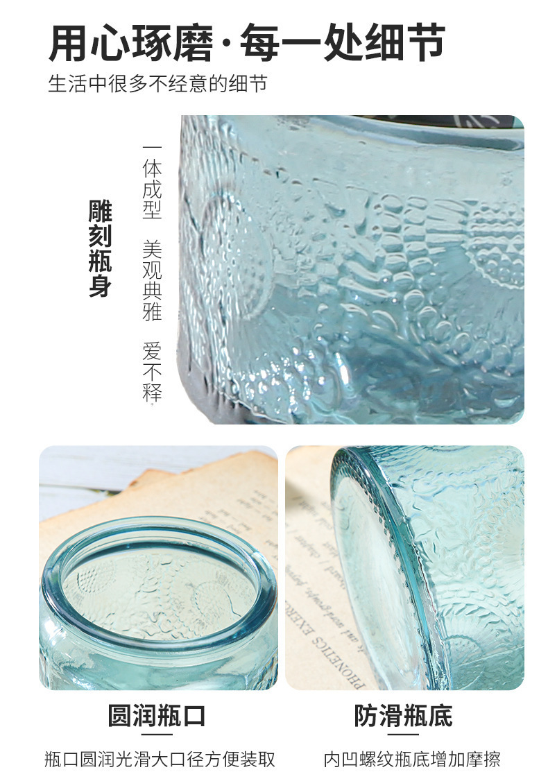 复制_圆形玻璃香薰蜡烛杯太阳花浮雕家居罐带盖子.jpg