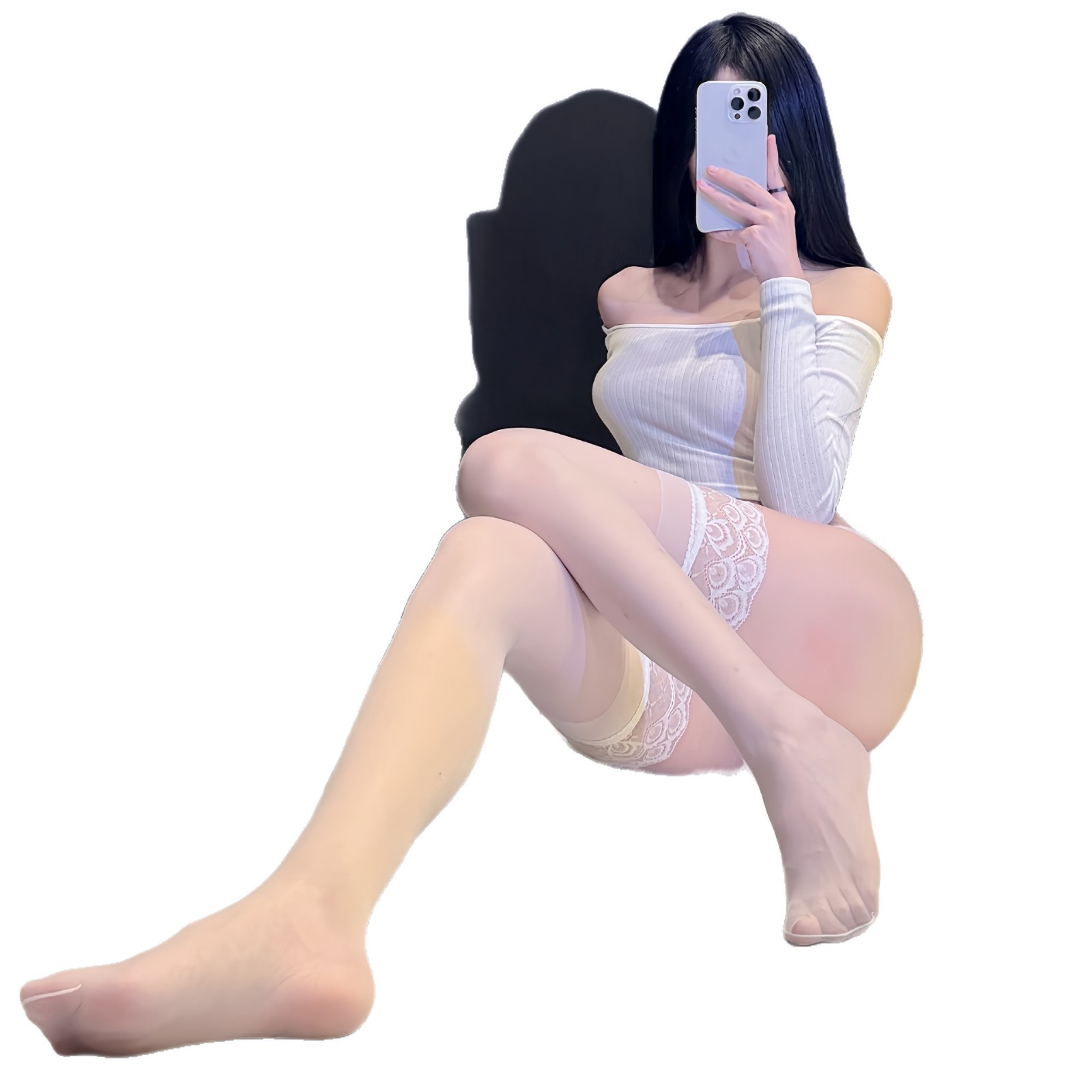 Yue mariposa sexy sexy sexy calcetines puras para abrir el encaje coquetear sexy uniforme seductor calcetines de aceite de caballo image 6