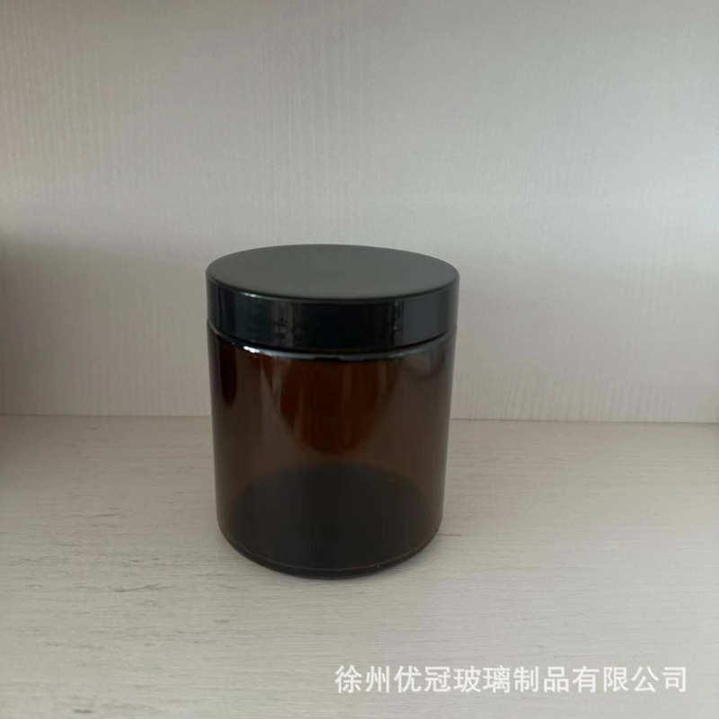 250ml taza de vela de vidrio marrón aromaterapia diy taza vacía con tapa botella de vela de vidrio transparente candelero fragancia taza vacía