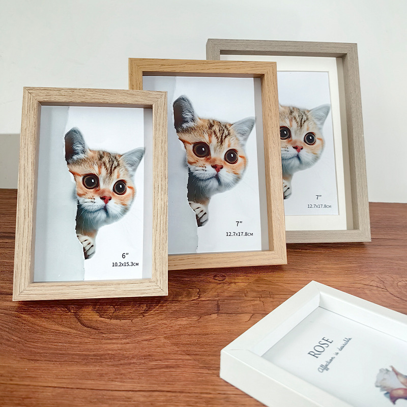 Wooden Simple Small Photo Frame Table Square 5 Inches 6 Inches 7inch 8inch DIY Commemorative Pet Photo Creative Picture Frame