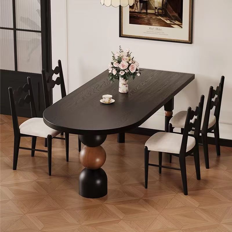 Solid Wood Table, American Retro Style, Distressed Finish, Rectangular Household Dining Table, Popular on Social Media, Pine Wood, European-Style Dining Table