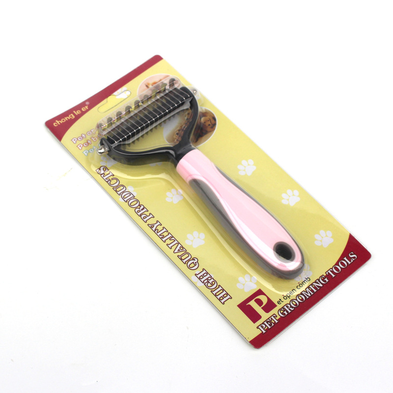 Pet peine perro de doble cara nudo peine flotante decoloración peine gato Golden Retriever Teddy belleza peine mascota