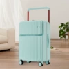 Mint blue [zipper style + front opening + wide pull rod]