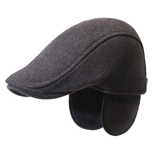 Men's Duckbill Hat for Elderly, Winter Outdoor Cold Protection, Fleece Lined, Thick Ear Coverage Forward Hat