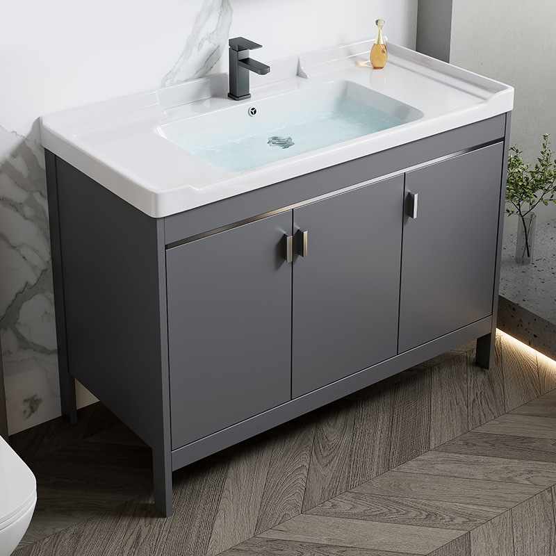 Mueble de baño de aluminio de espacio de roca, baño combinado, lavabo de lavado de cara transfronterizo, lavabo de un solo apartamento, lavabo de una pieza