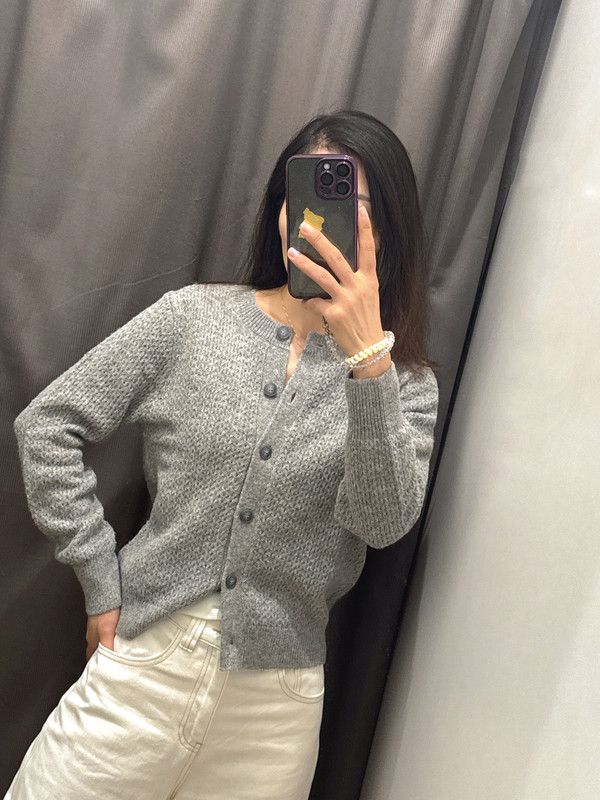 Uraz Women's Autumn and Winter Wool Blended Round Neck Knitted Cardigan Small Fragrant Single-Breasted Sweater Jacket L480025