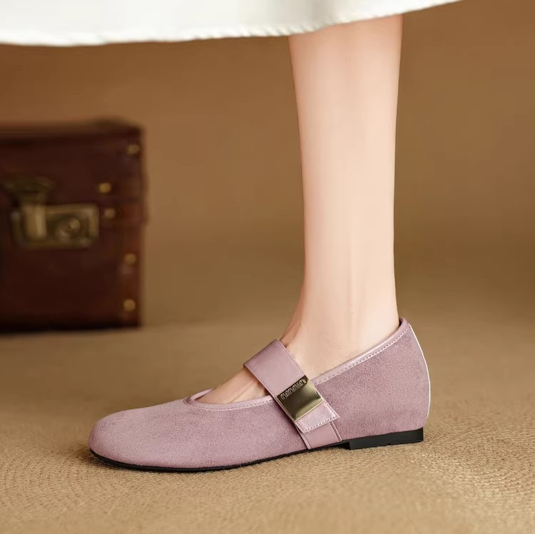 Great to Wear French Flats for Women in Spring and Autum 2025 Round Toe Low Heel Flats Shoes 2.5cm Inner Heightening Mary Jane Shoes