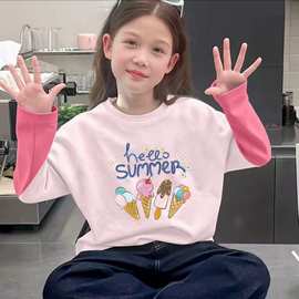女宝洋气纯棉秋装上衣儿童时尚韩版卡通女孩春秋打底长袖童装上衣