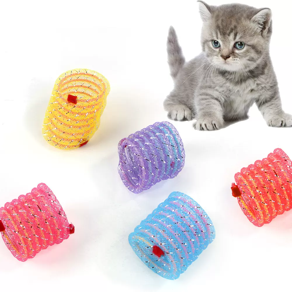 跨境新品宠物猫玩具多彩猫咪互动弹簧软管玩具线管弹力簧可代发