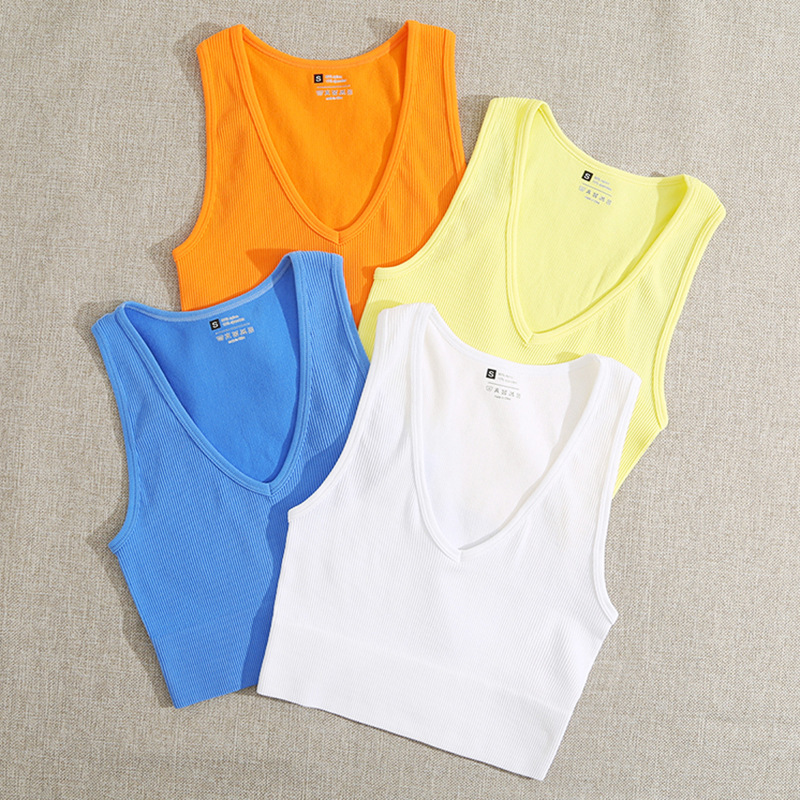 Spot Sports Yoga V Neck Short Top Nylon Fitness Running Moisture-Wicking Breathable Seamless Knitted Vest Spot Sports Yoga V Neck Short Top Nylon Fitness Running Moisture-Wicking Breathable Seamless Knitted Vest